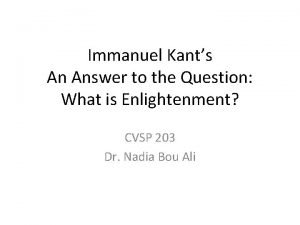 Immanuel Kants An Answer to the Question What