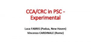 CCACRC in PSC Experimental Luca FABRIS Padua New