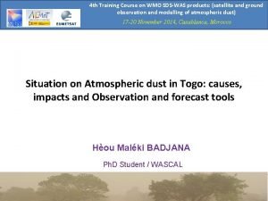 4 th Training Course on WMO SDSWAS products