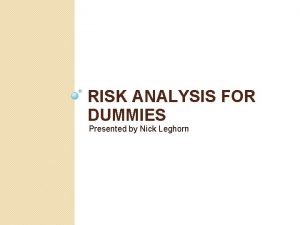 Risk analysis for dummies