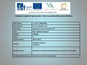 Vukov materil zpracovn v rmci projektu EU penze