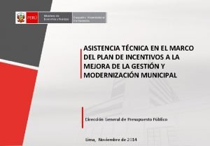 Ministerio de Economa y finanzas Despacho Viceministerial De