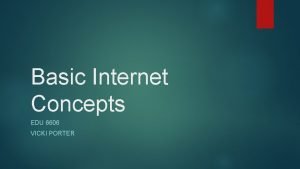 Basic Internet Concepts EDU 6606 VICKI PORTER History