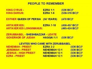 PEOPLE TO REMEMBER KING CYRUS KING DARIUS EZRA