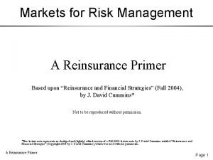 Reinsurance primer