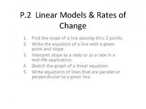Linear models and rates of change