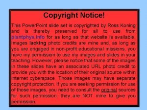 Copyright Notice This Power Point slide set is