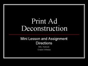 Print ad deconstruction