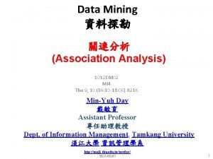 Data Mining Association Analysis 1012 DM 02 MI