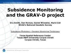 Subsidence Monitoring and the GRAVD project Dru Smith