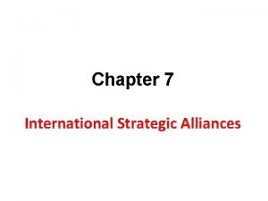 Chapter 7 International Strategic Alliances Introduction What is