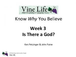 Know Why You Believe Week 3 Is There