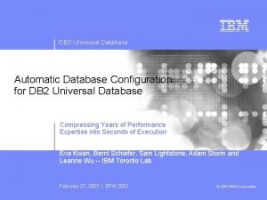 DB 2 Universal Database Automatic Database Configuration for