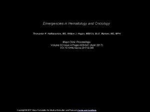 Emergencies in Hematology and Oncology Thorvardur R Halfdanarson