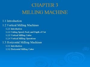 Introduction milling machine
