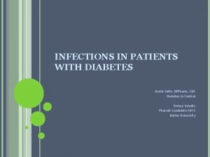 INFECTIONS IN PATIENTS WITH DIABETES David Joffe BSPharm