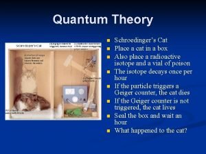 Quantum Theory n n n n Schroedingers Cat