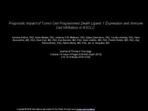 Prognostic Impact of Tumor Cell Programmed Death Ligand