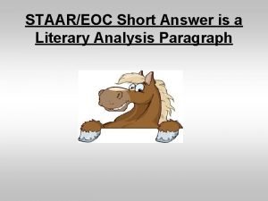 STAAREOC Short Answer is a Literary Analysis Paragraph