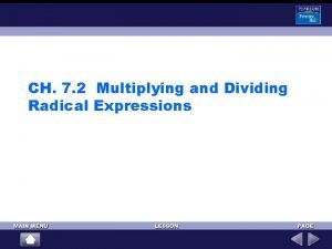 6-2 multiplying and dividing radical expressions