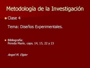 Metodologa de la Investigacin Clase 4 Tema Diseos