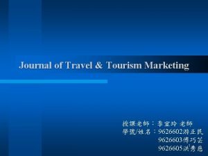 Journal of travel and tourism marketing