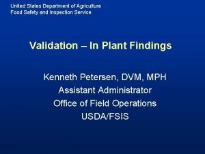 United States Department of Agriculture Food Safety and