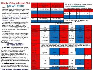 Atlantic Valley Volleyball Club 2016 2017 Season About