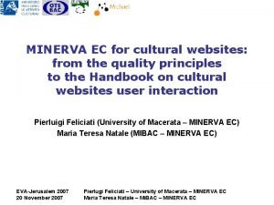 MINERVA EC for cultural websites from the quality