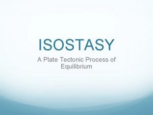 ISOSTASY A Plate Tectonic Process of Equilibrium Purpose