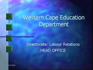 Western Cape Education Department Directorate Labour Relations HEAD