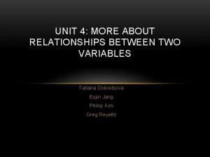 UNIT 4 MORE ABOUT RELATIONSHIPS BETWEEN TWO VARIABLES