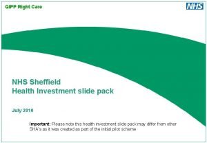 QIPP Right Care NHS Sheffield Health Investment slide