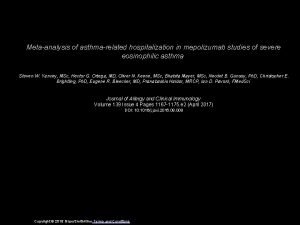 Metaanalysis of asthmarelated hospitalization in mepolizumab studies of