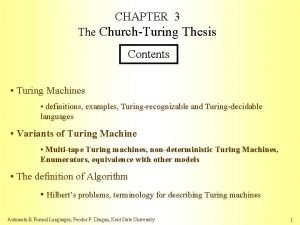 CHAPTER 3 The ChurchTuring Thesis Contents Turing Machines