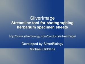 Silver Image Streamline tool for photographing herbarium specimen