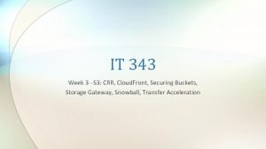 IT 343 Week 3 S 3 CRR Cloud