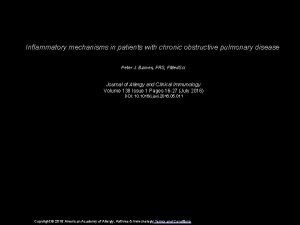 Inflammatory mechanisms in patients with chronic obstructive pulmonary