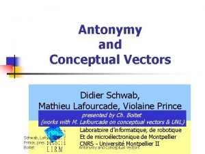 Antonymy and Conceptual Vectors Didier Schwab Mathieu Lafourcade