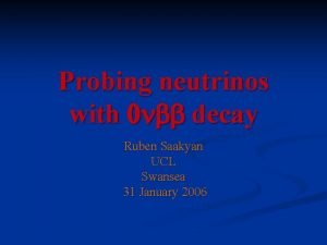 Probing neutrinos with 0 n decay Ruben Saakyan