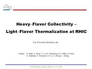 HeavyFlavor Collectivity LightFlavor Thermalization at RHIC Kai Schweda