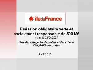 Emission obligataire verte et socialement responsable de 500