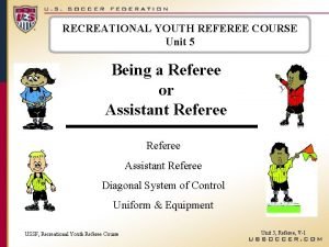 RECREATIONAL YOUTH REFEREE COURSE Unit 5 Being a