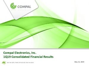 Compal Electronics Inc 1 Q 19 Consolidated Financial