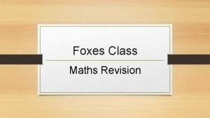 Foxes Class Maths Revision Area and Perimeter Siarad