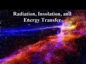 Radiation Insolation and Energy Transfer Solar Radiation Sun