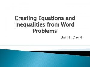 Creating equations from word problems