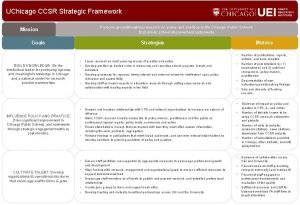 UChicago CCSR Strategic Framework Produce groundbreaking research on