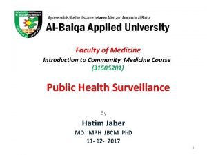 Faculty of Medicine Introduction to Community Medicine Course