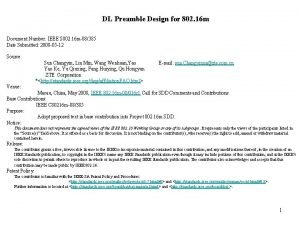 DL Preamble Design for 802 16 m Document